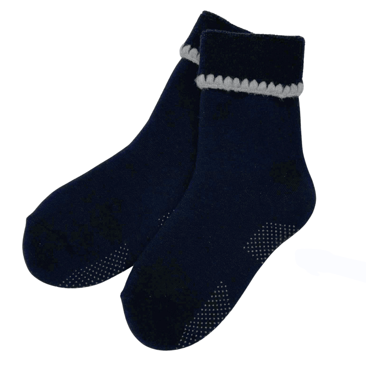 Merino Wool Slipper Crew Socks with Grip — Medium