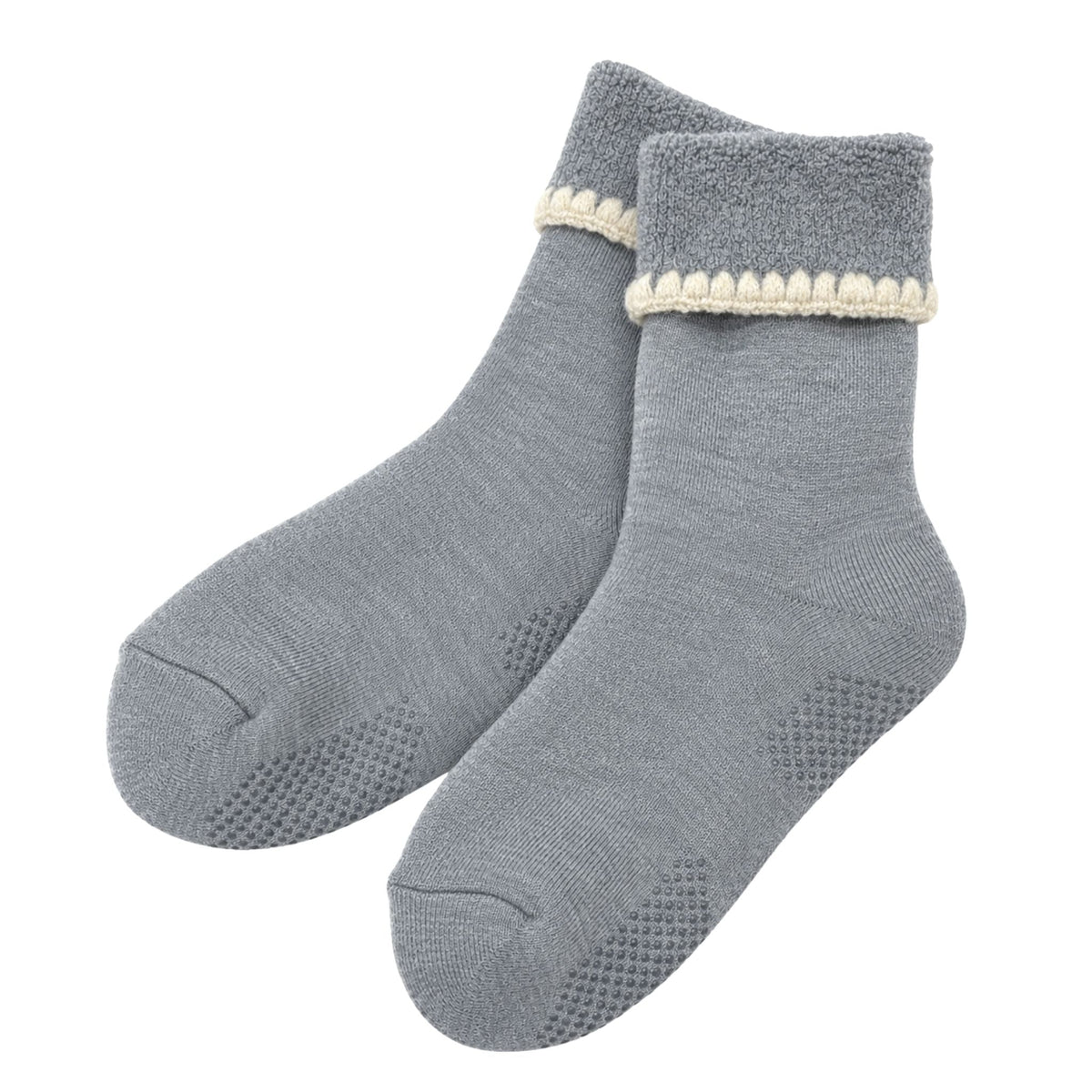 Handcrafted Wool Slipper Crew Socks w/ Grips