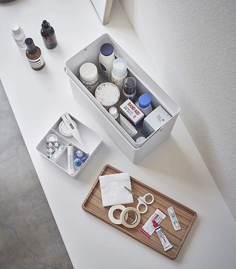 Odds-and-Ends Organizer - Steel + Wood all open