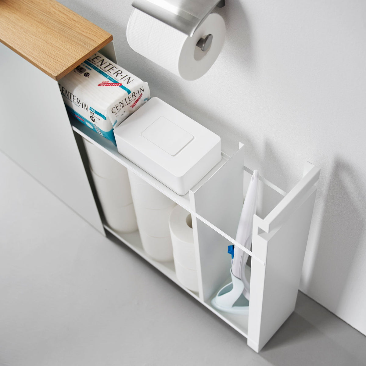 Pull-Out Bathroom Storage Cabinet - Steel + Wood