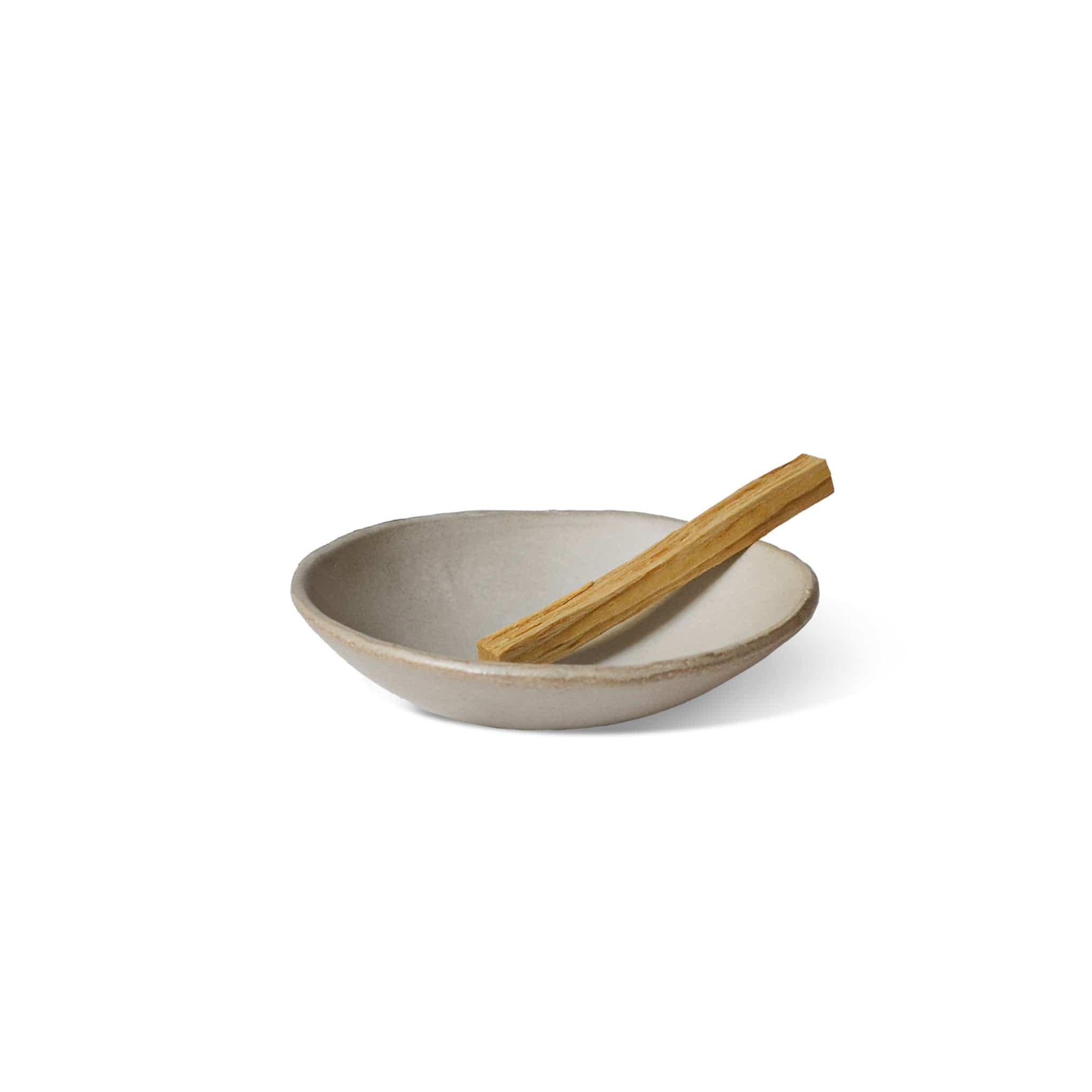 Light Grey Ceramic Incense Bowl with Palo Santo Stick