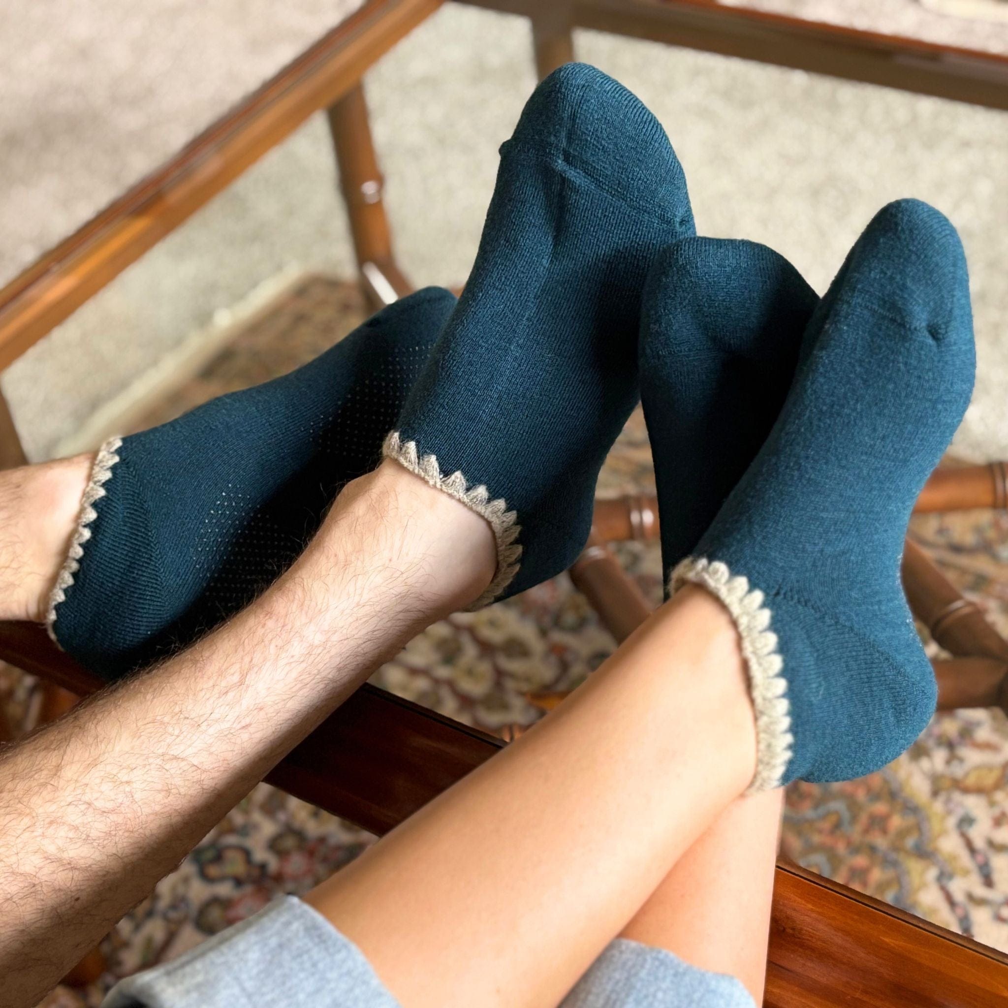 Merino Wool Slipper Socks with Grip — Handmade in Japan