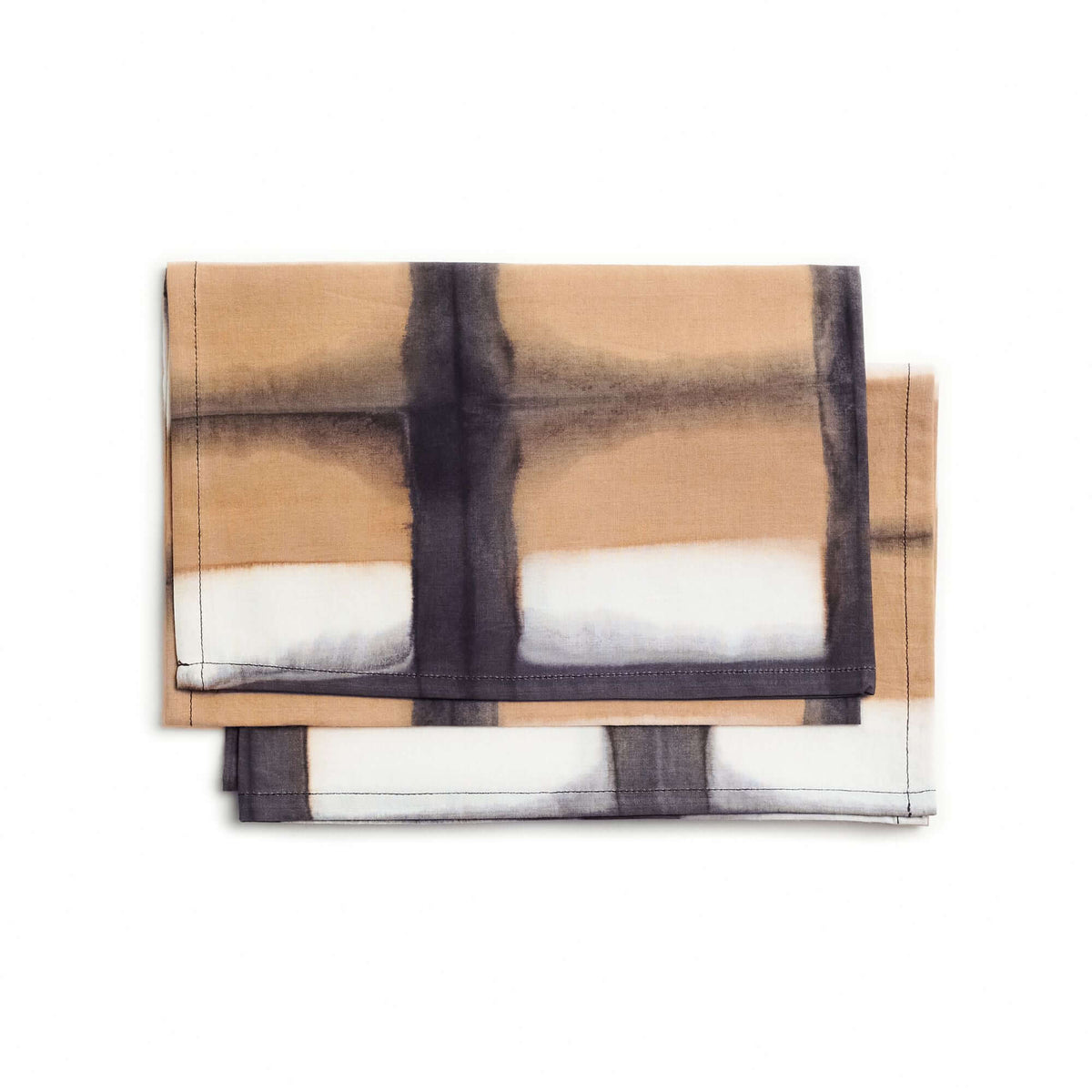 Set of four Chowk Black clamp-dyed cotton napkins folded into a compact stack against a white background