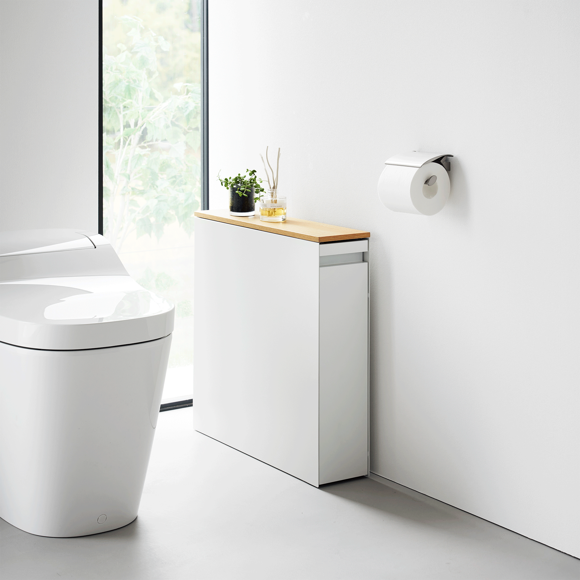 Pull-Out Bathroom Storage Cabinet - Steel + Wood