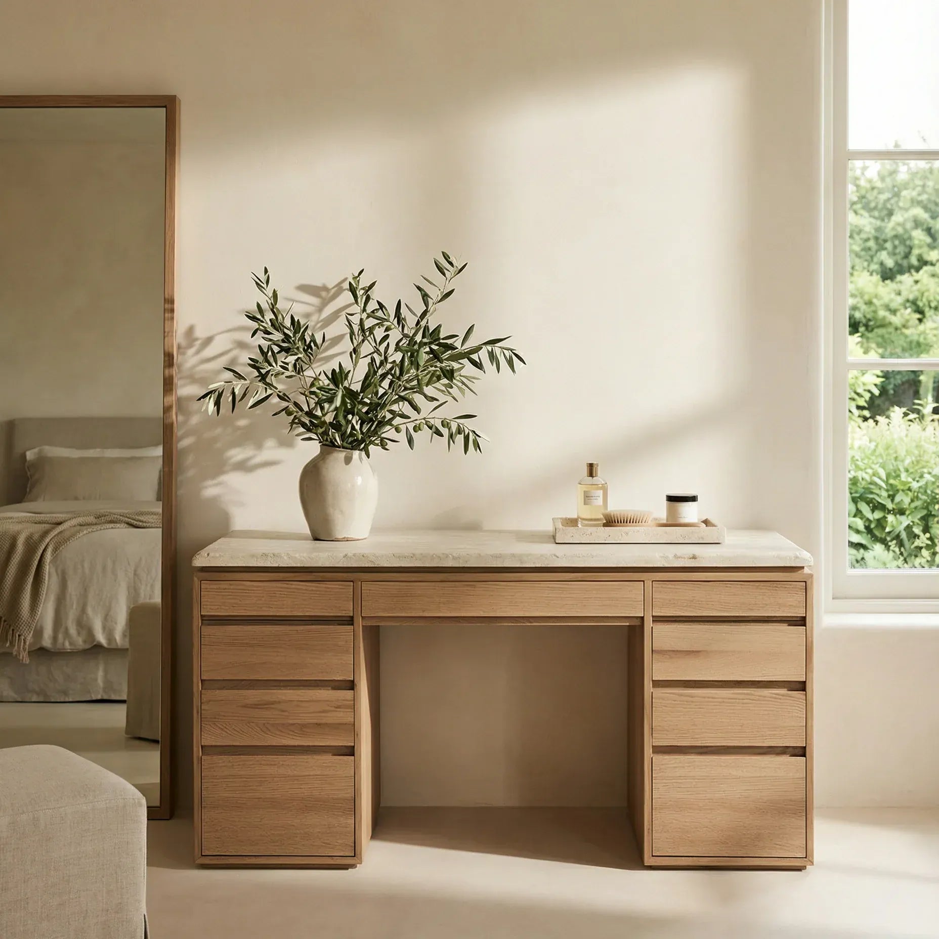 Ojai Vanity Desk Mocha Marble