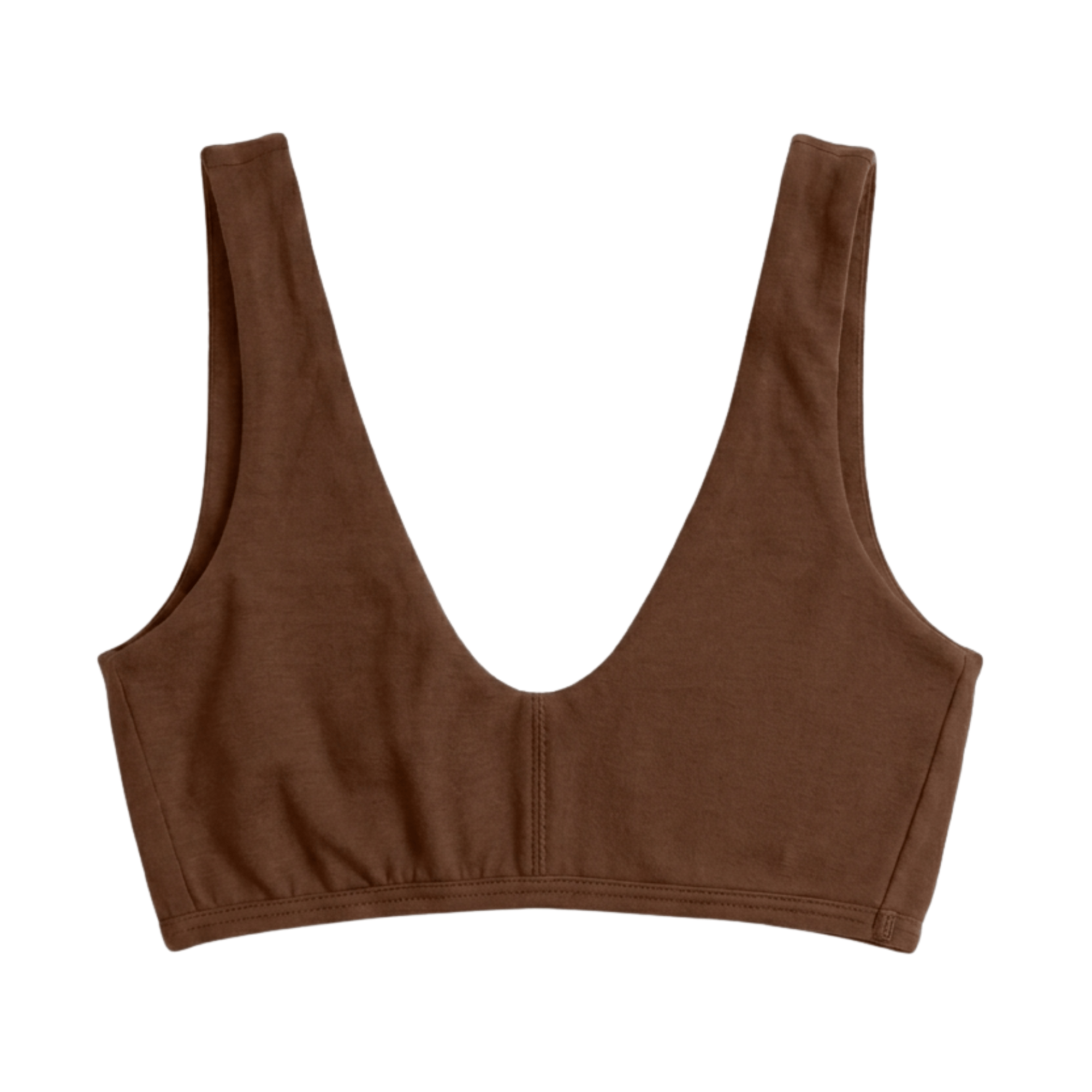 Organic Cotton Everyday Bralette in Ella Nude, a deep brown-tone color, flat front view