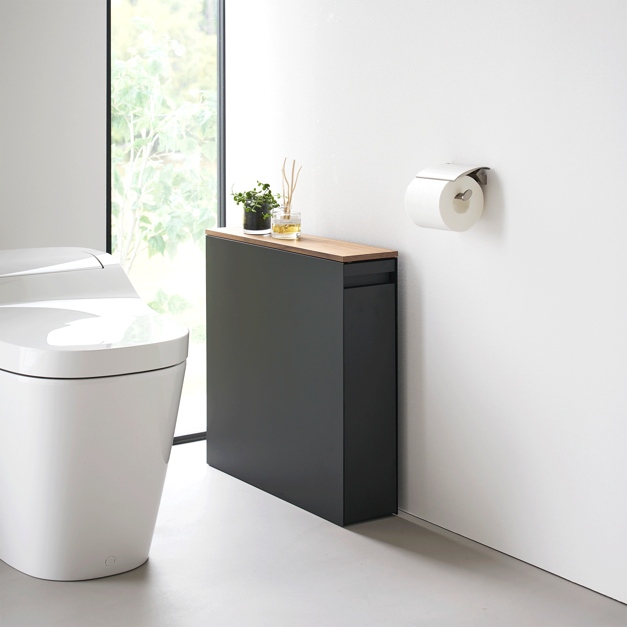 Pull-Out Bathroom Storage Cabinet - Steel + Wood