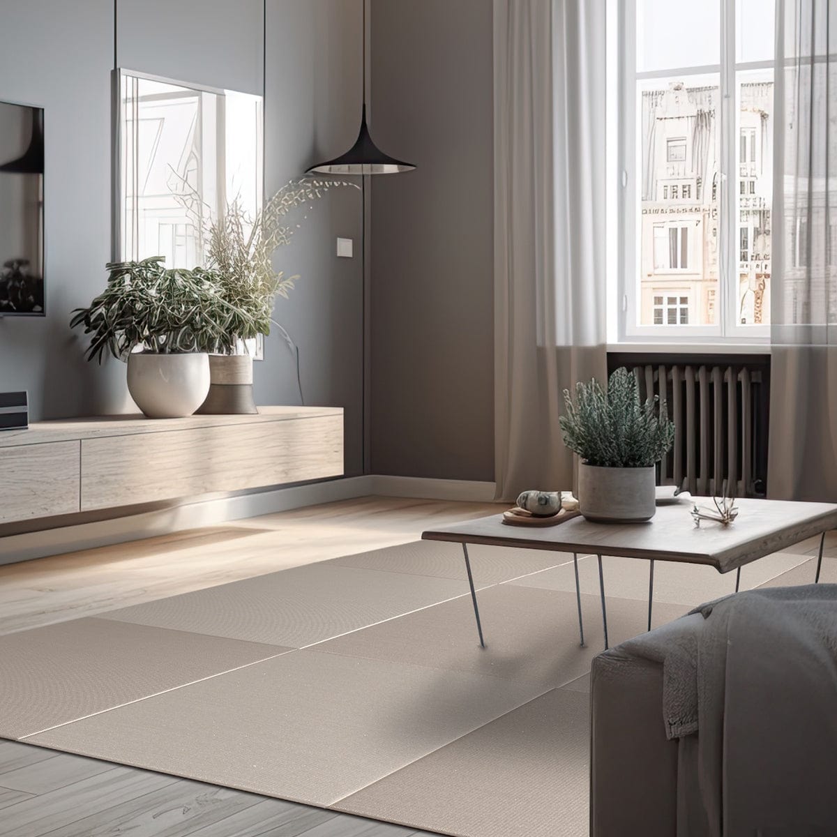Saien-Sparkle CHERRY GRAY Tatami Mat in living room