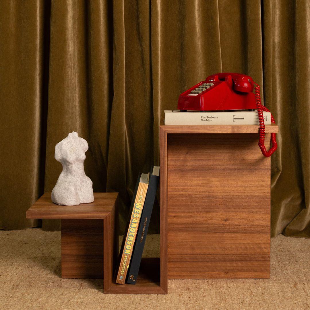 Handcrafted walnut side table with natural wood grain