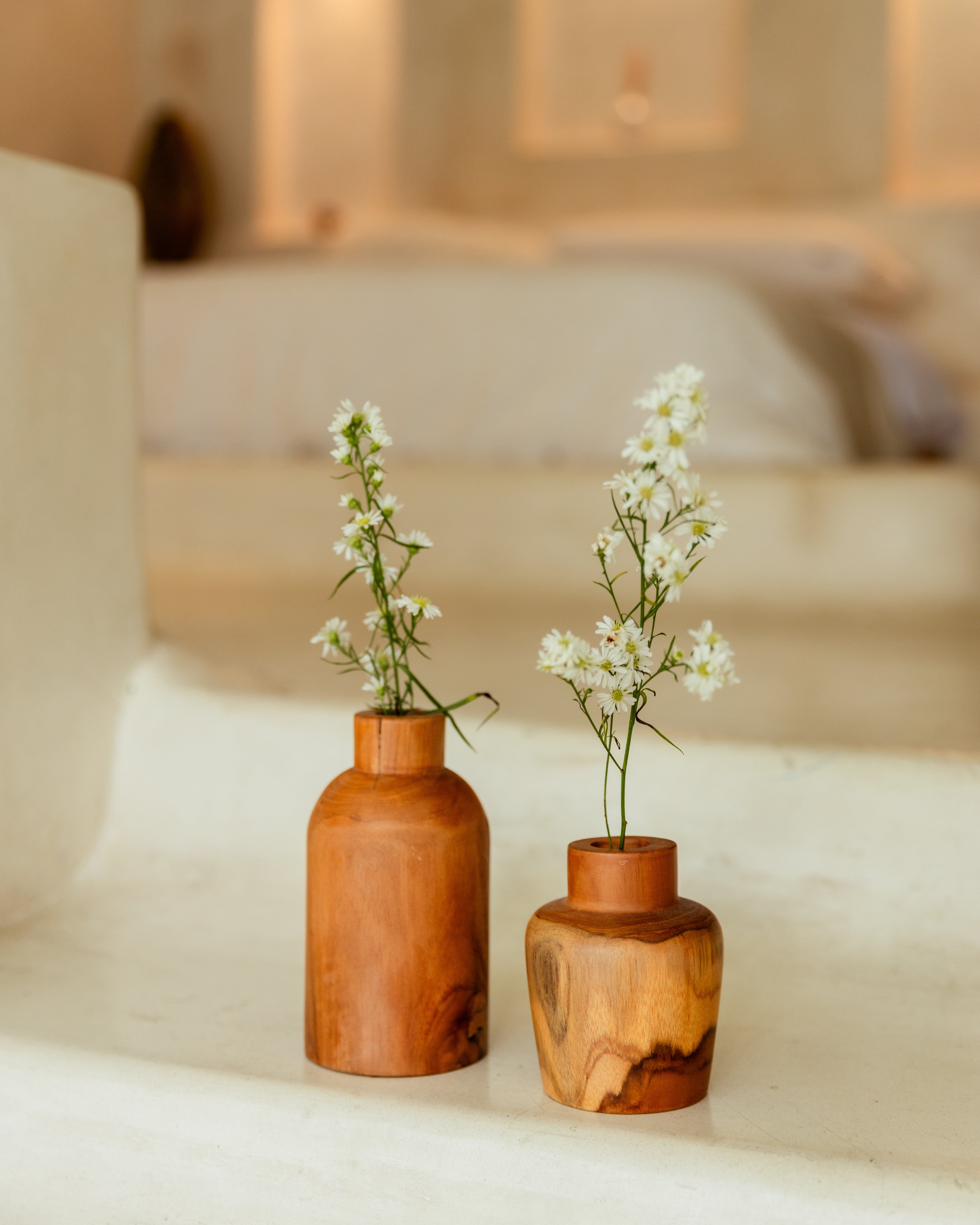 Teak Flower Vases