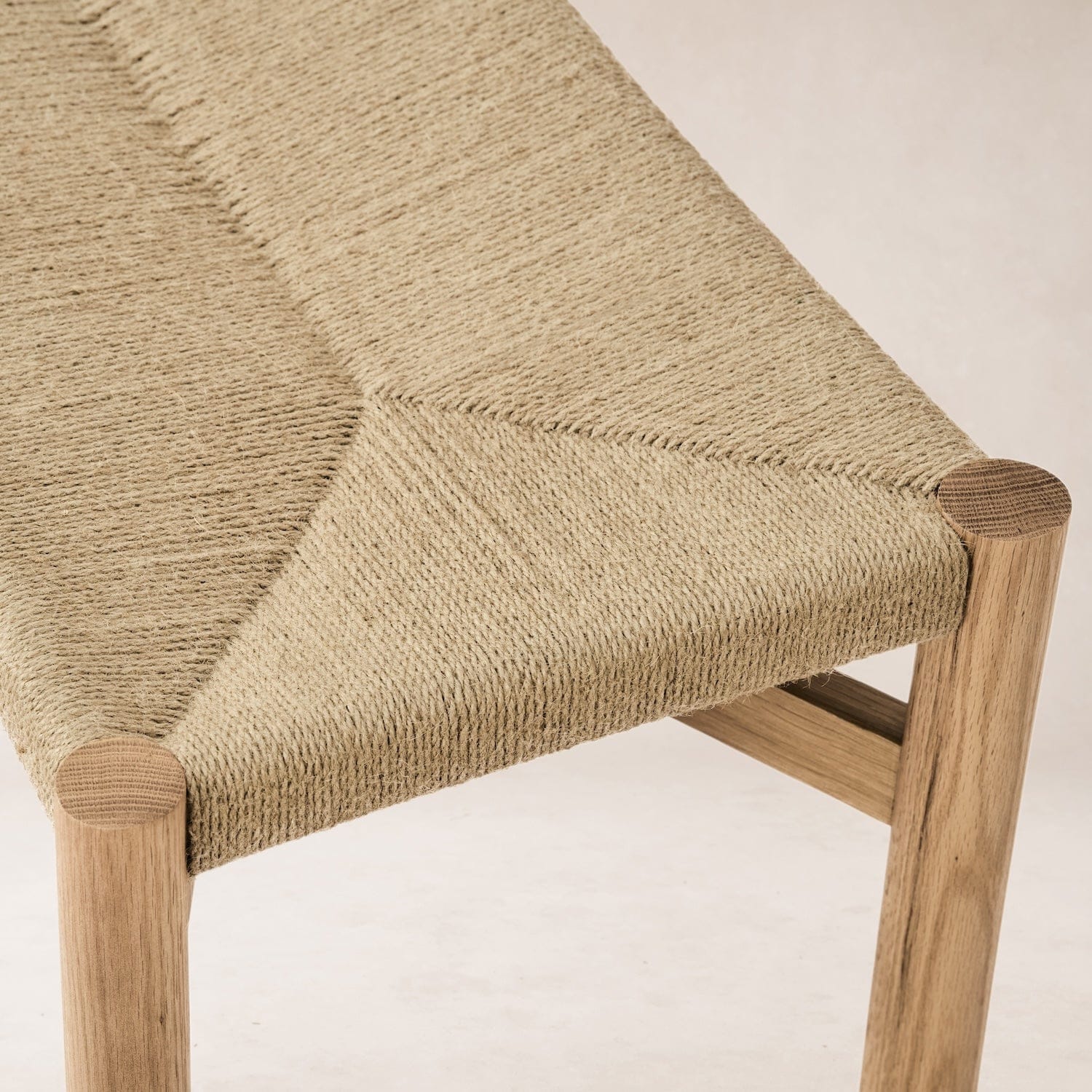 Close-up of Nonna bench handwoven seat texture