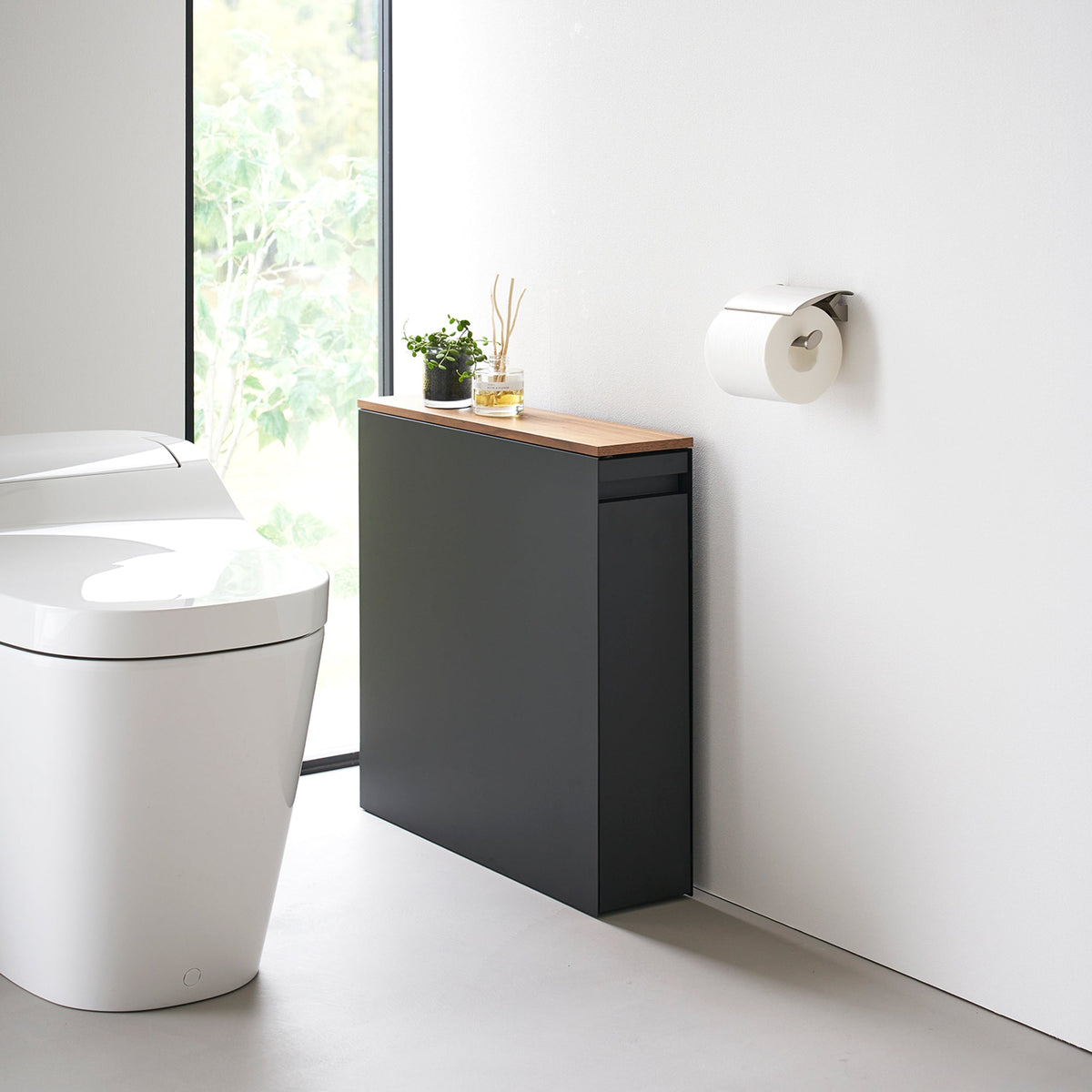 Pull-Out Bathroom Storage Cabinet - Steel + Wood