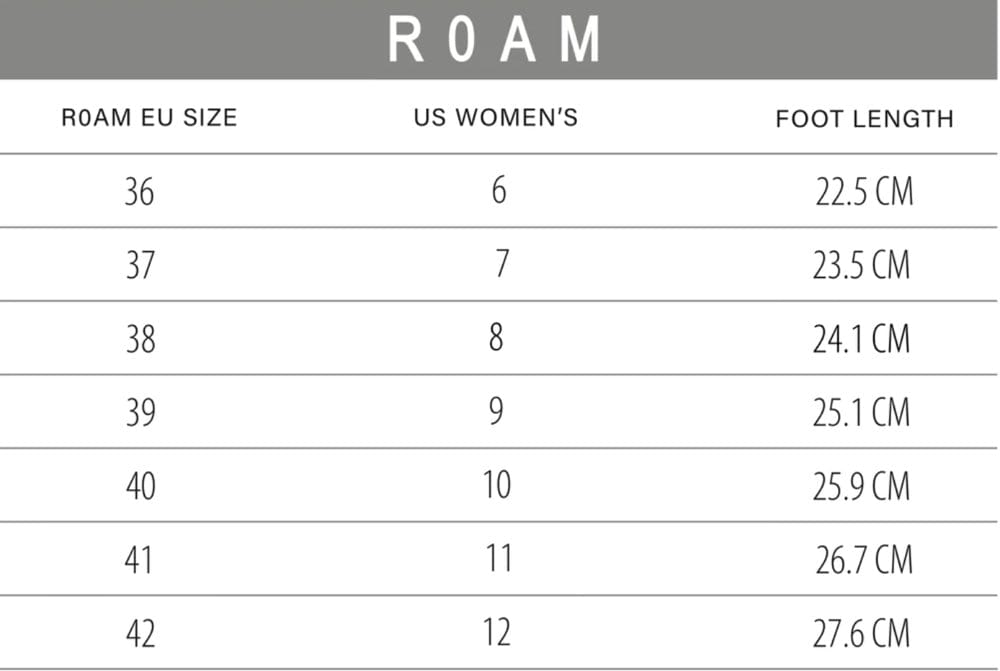 ROAM Sandals Size Chart