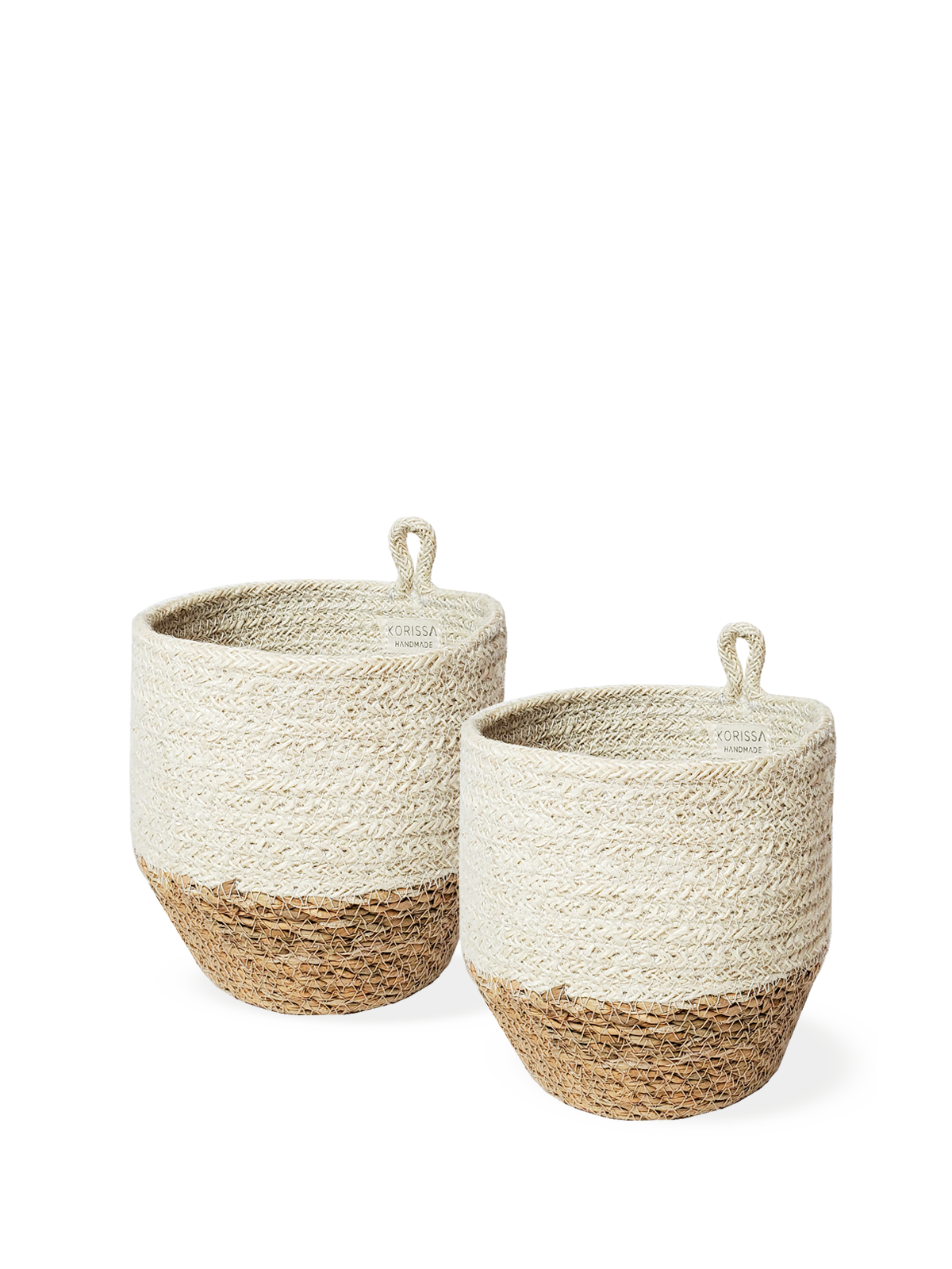 Korissa Amari Loop Bin, set of 2, side by side, white background