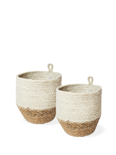 Korissa Amari Loop Bin, set of 2, side by side, white background