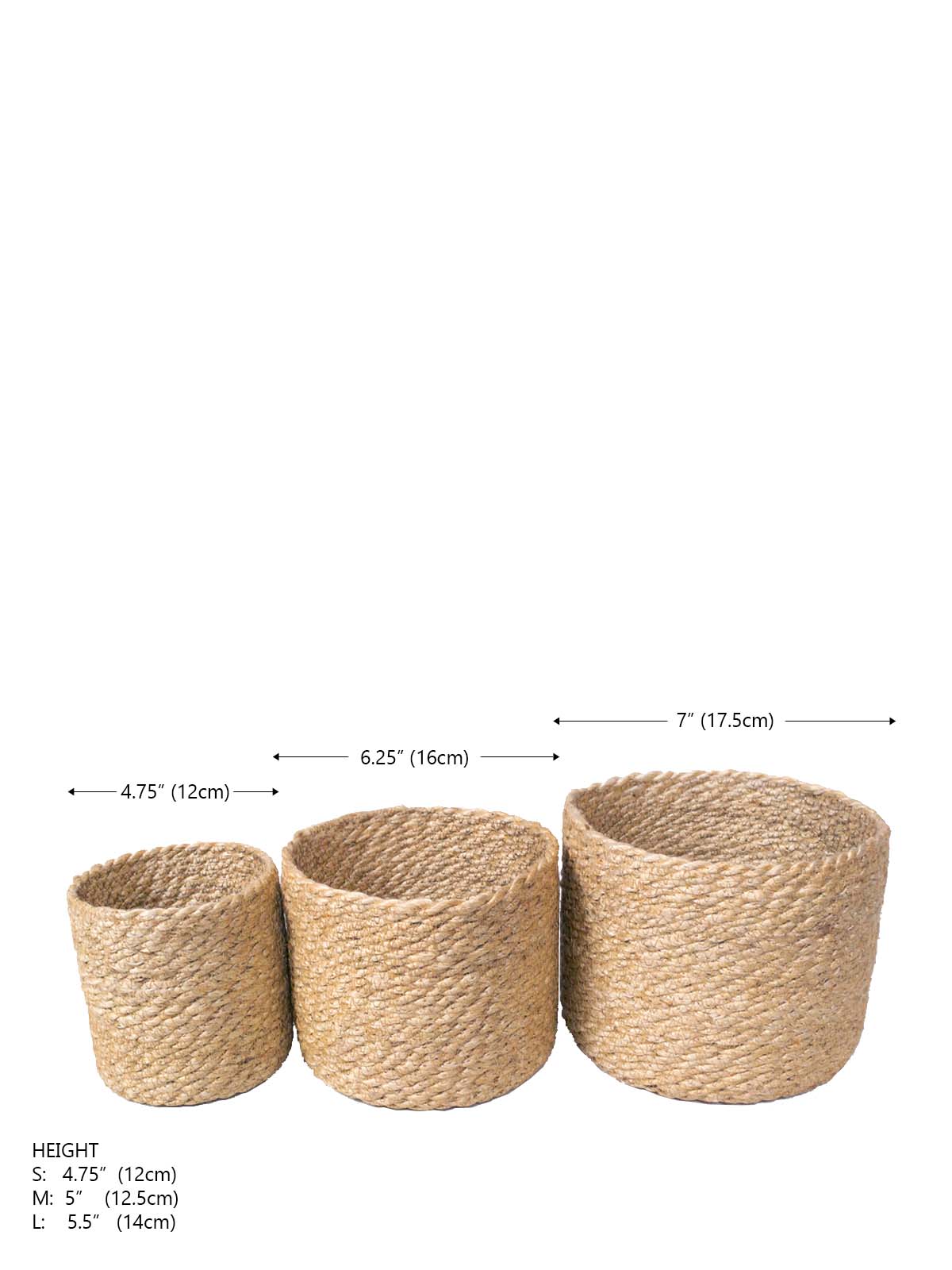 Korissa Kata Bin dimension chart, small, medium, large sizes