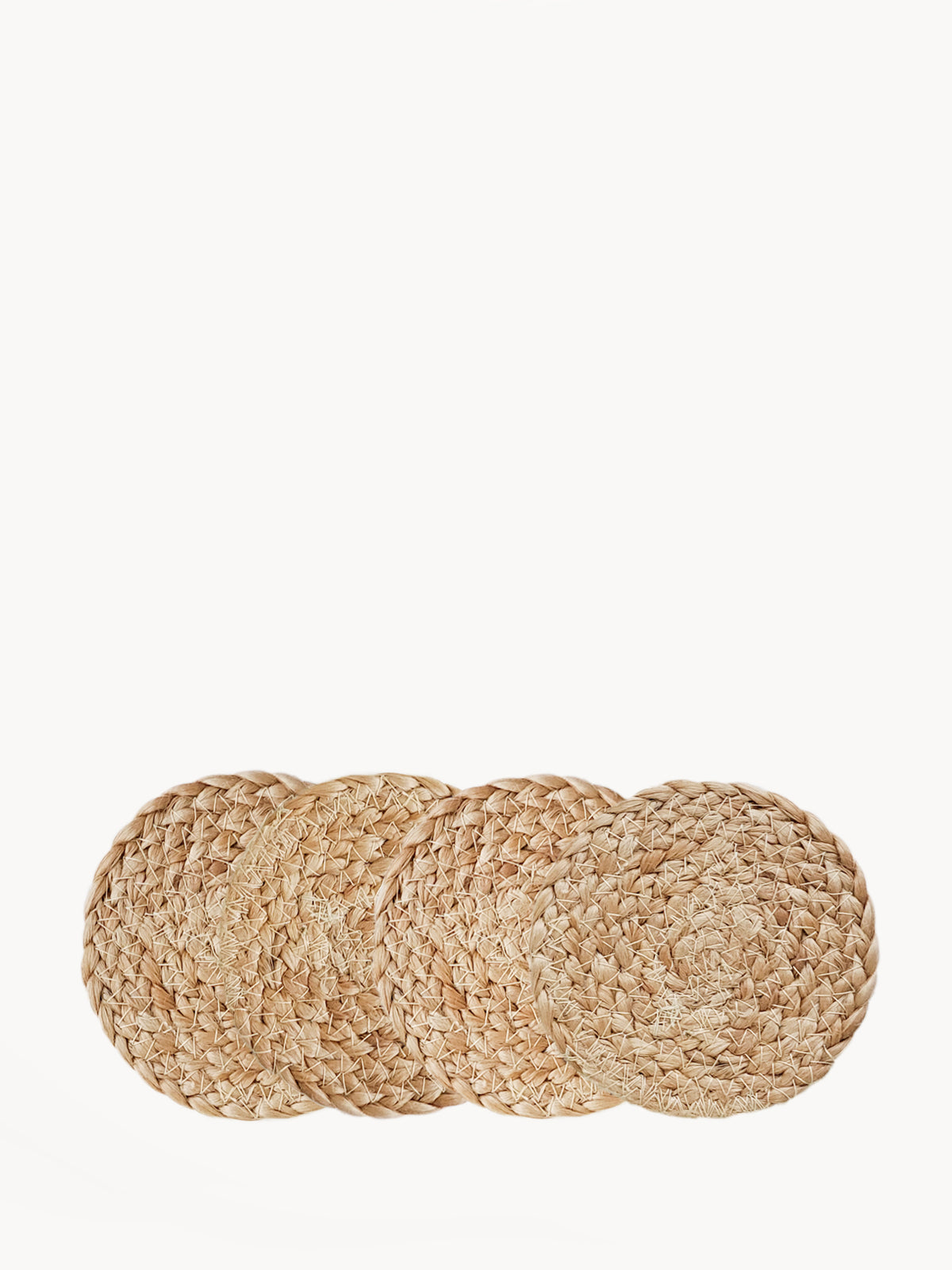Korissa Kata Natural Drink Coaster, set of 4, braided jute, overlapping circles