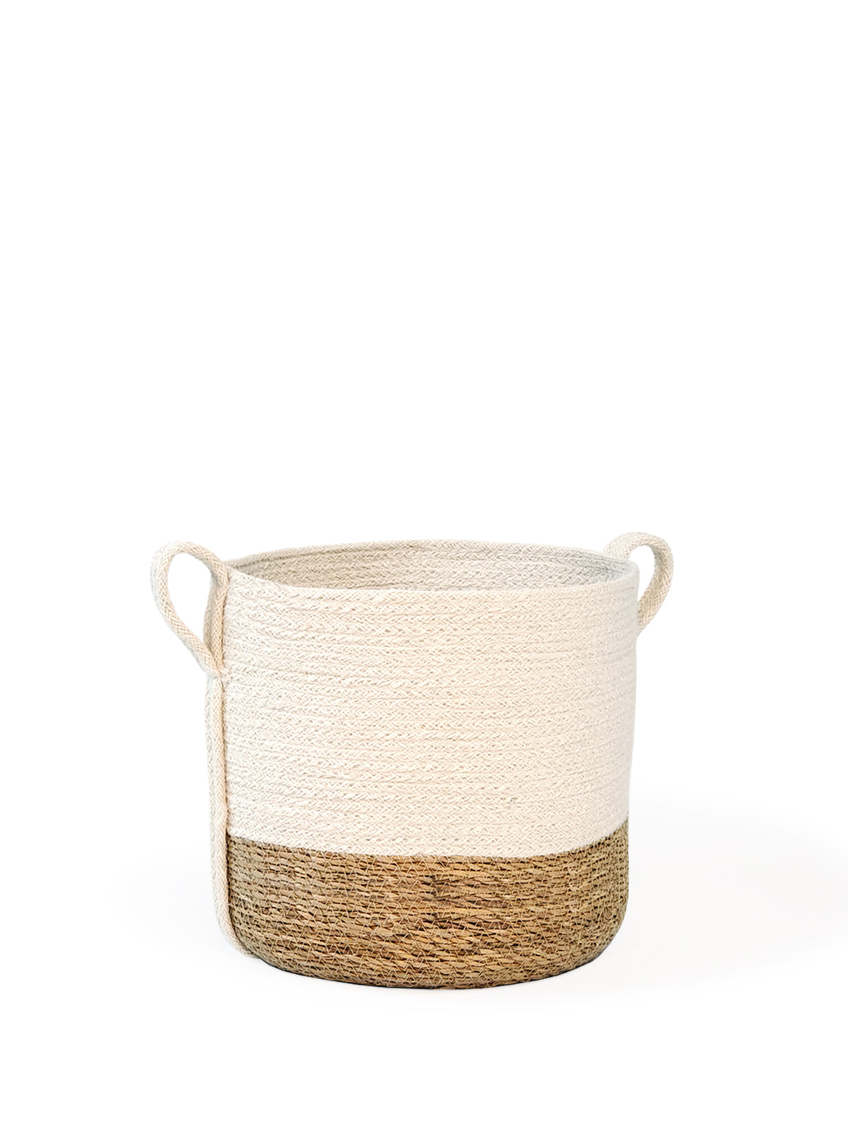 Korissa Savar Basket with Side Handle, single, front view, white background