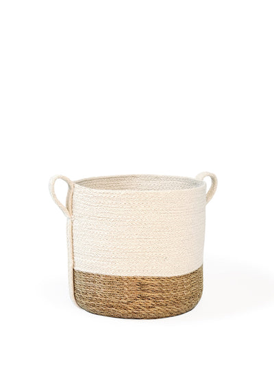 Korissa Savar Basket with Side Handle, single, front view, white background