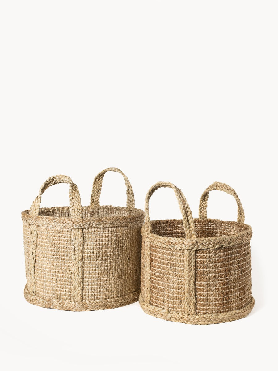 Korissa Bono Basket, natural jute, two nested sizes, white background