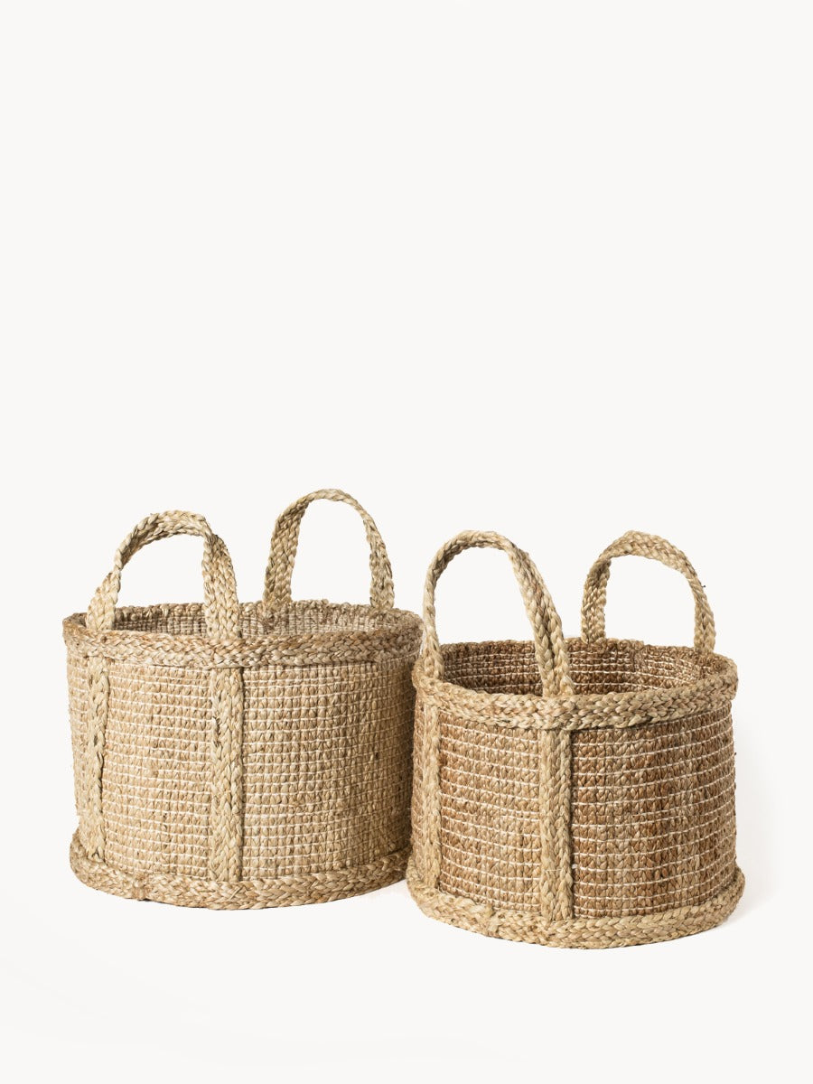Korissa Bono Basket, natural jute, two nested sizes, white background