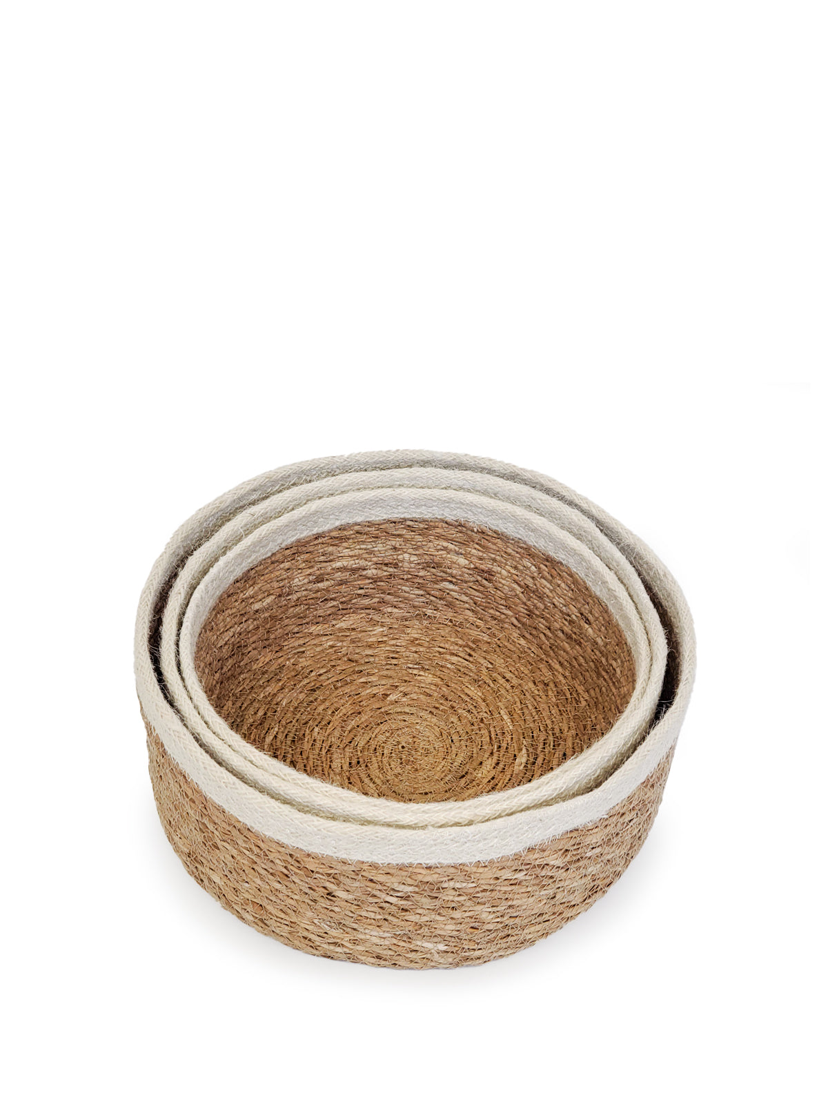 Korissa Savar Storage Bowl, three nested sizes, angled close-up view