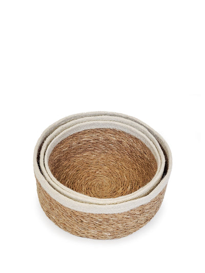 Korissa Savar Storage Bowl, three nested sizes, angled close-up view