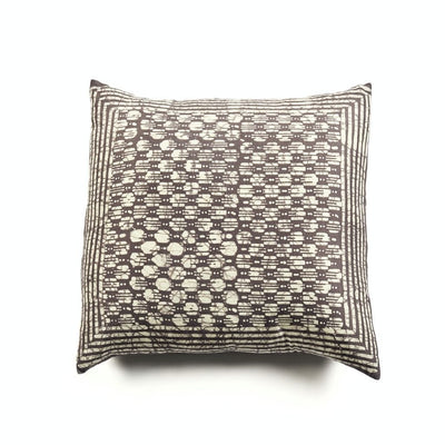 Oasis Charcoal Hand Crafted Wax Block Print Mulberry Silk Pillow