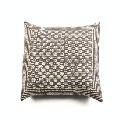Oasis Charcoal Hand Crafted Wax Block Print Mulberry Silk Pillow