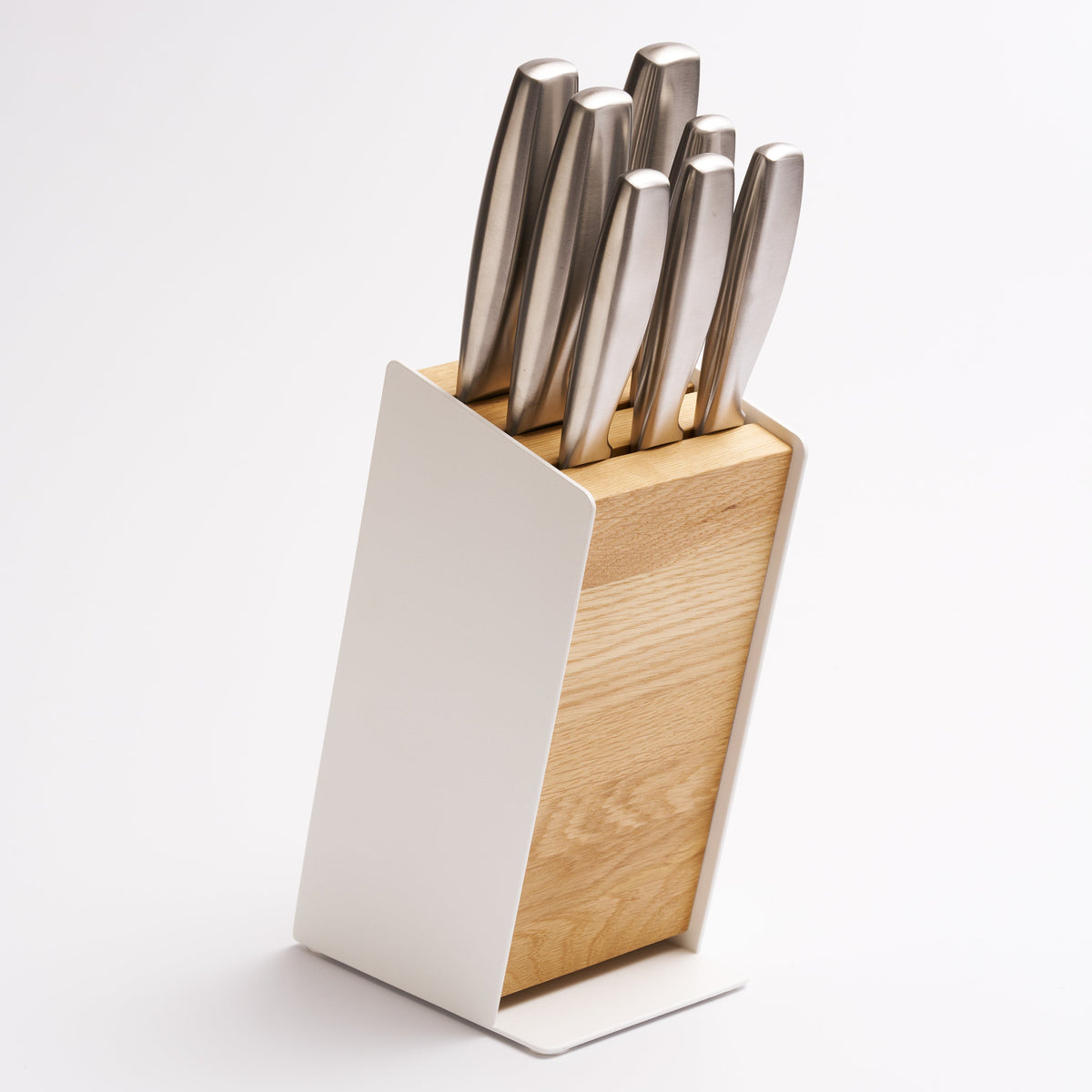 Slot Knife Block - Steel + Wood