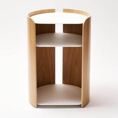 Side Table - Steel + Wood - White
