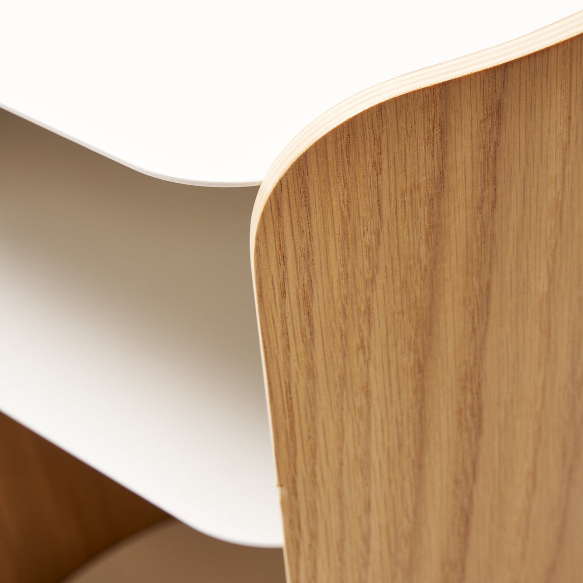 Side Table - Steel + Wood - White