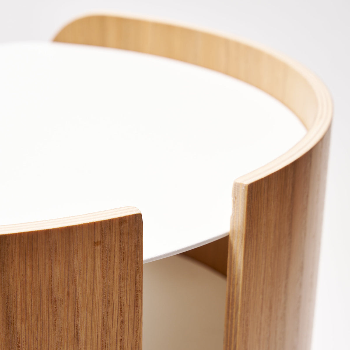 Side Table - Steel + Wood - White