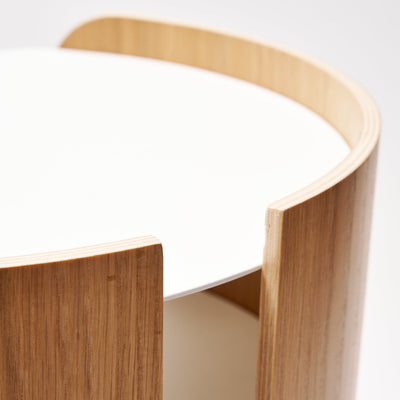 Side Table - Steel + Wood - White