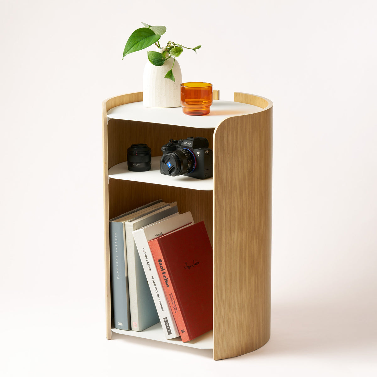 Side Table - Steel + Wood - White
