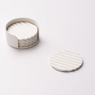 Wave Coaster Set - Ceramic + Steel