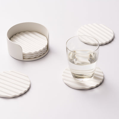 Wave Coaster Set - Ceramic + Steel
