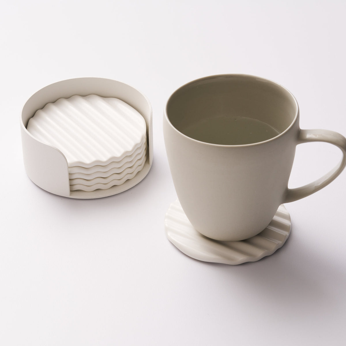 Wave Coaster Set - Ceramic + Steel