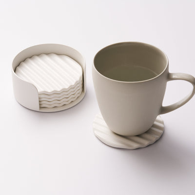 Wave Coaster Set - Ceramic + Steel