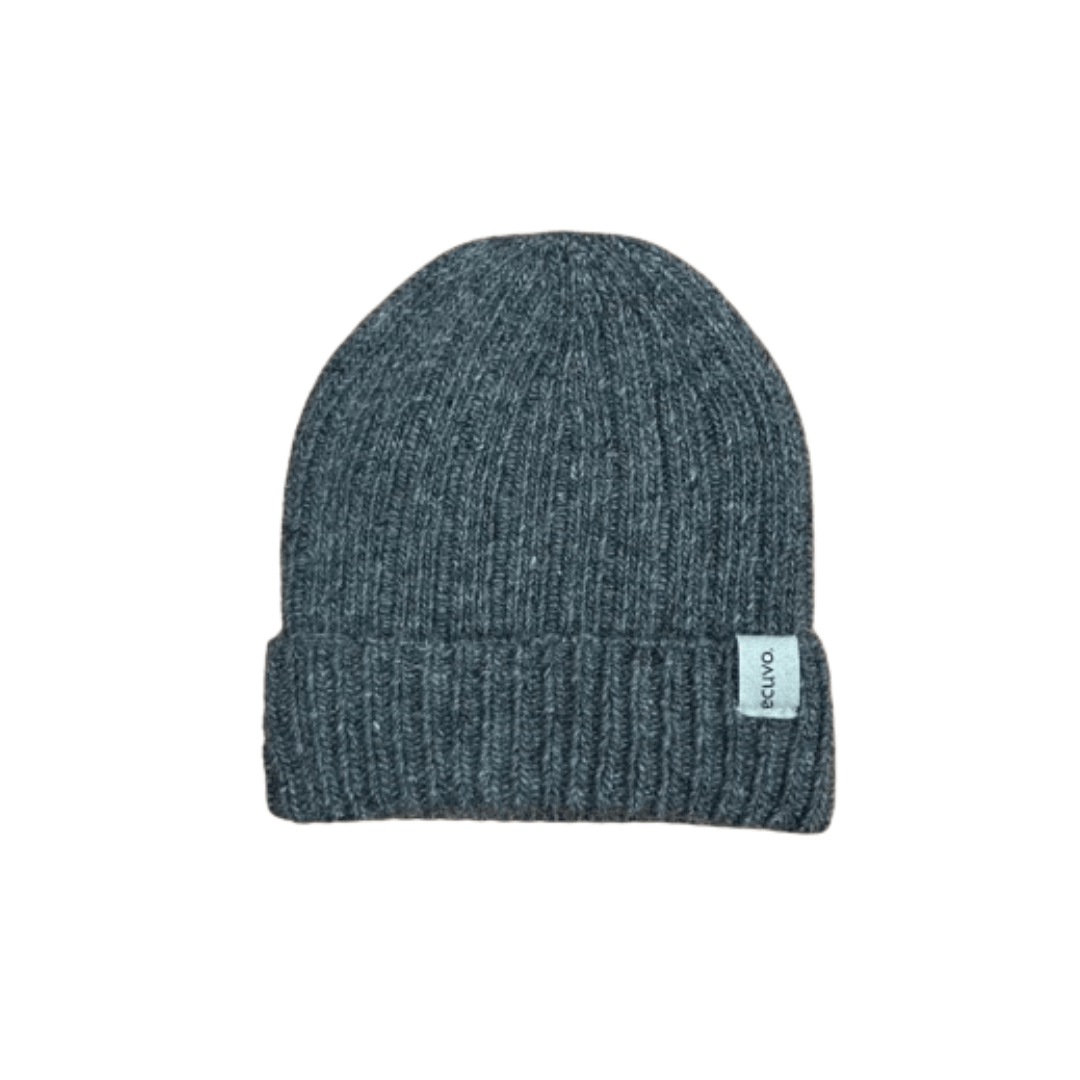Recycled Wool-Blend Japanese Knit Beanie — Kids in Dark Gray