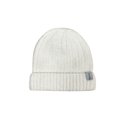 Recycled Wool-Blend Japanese Knit Beanie — Kids in White
