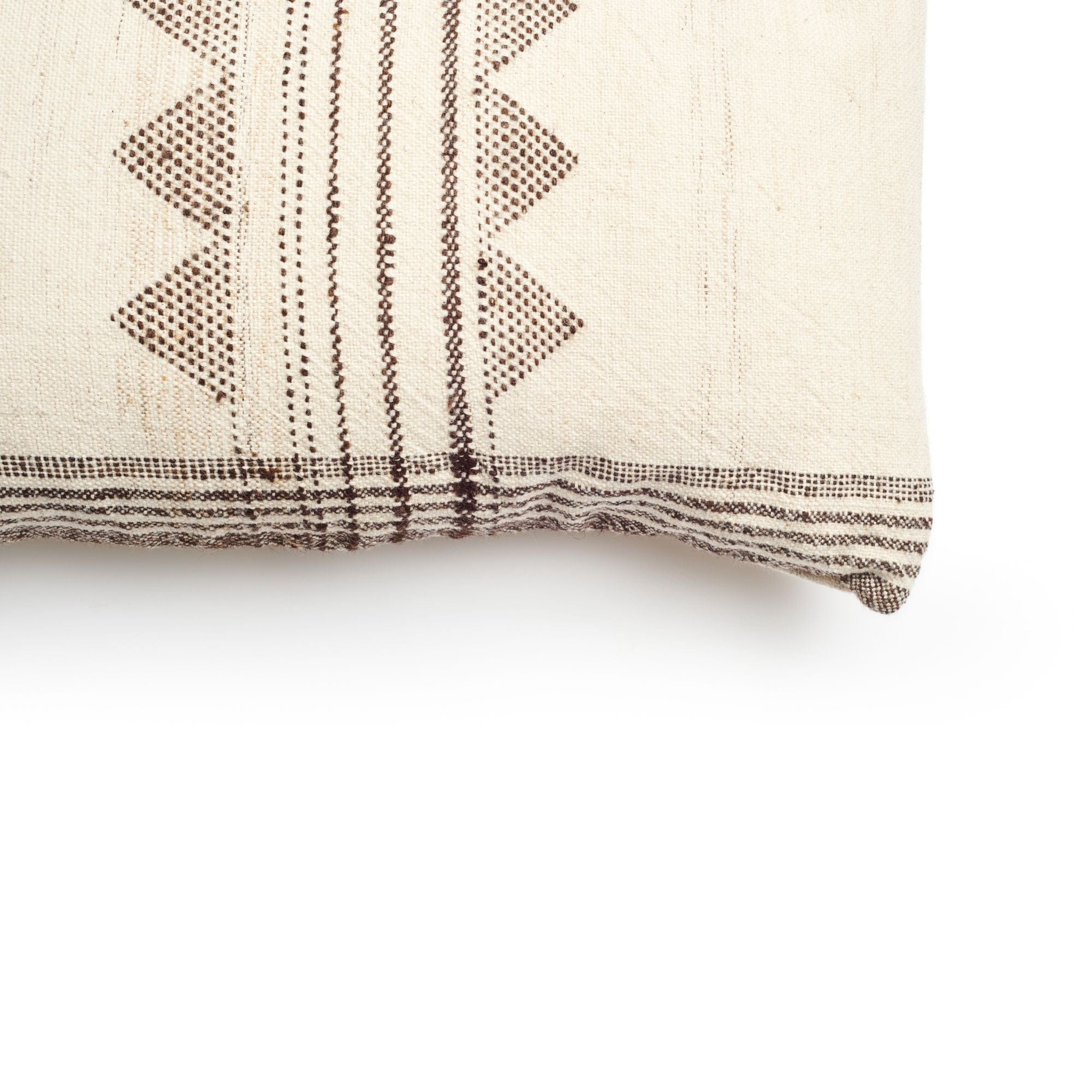 Kora White And Black Handloom Large Lumbar Pillow