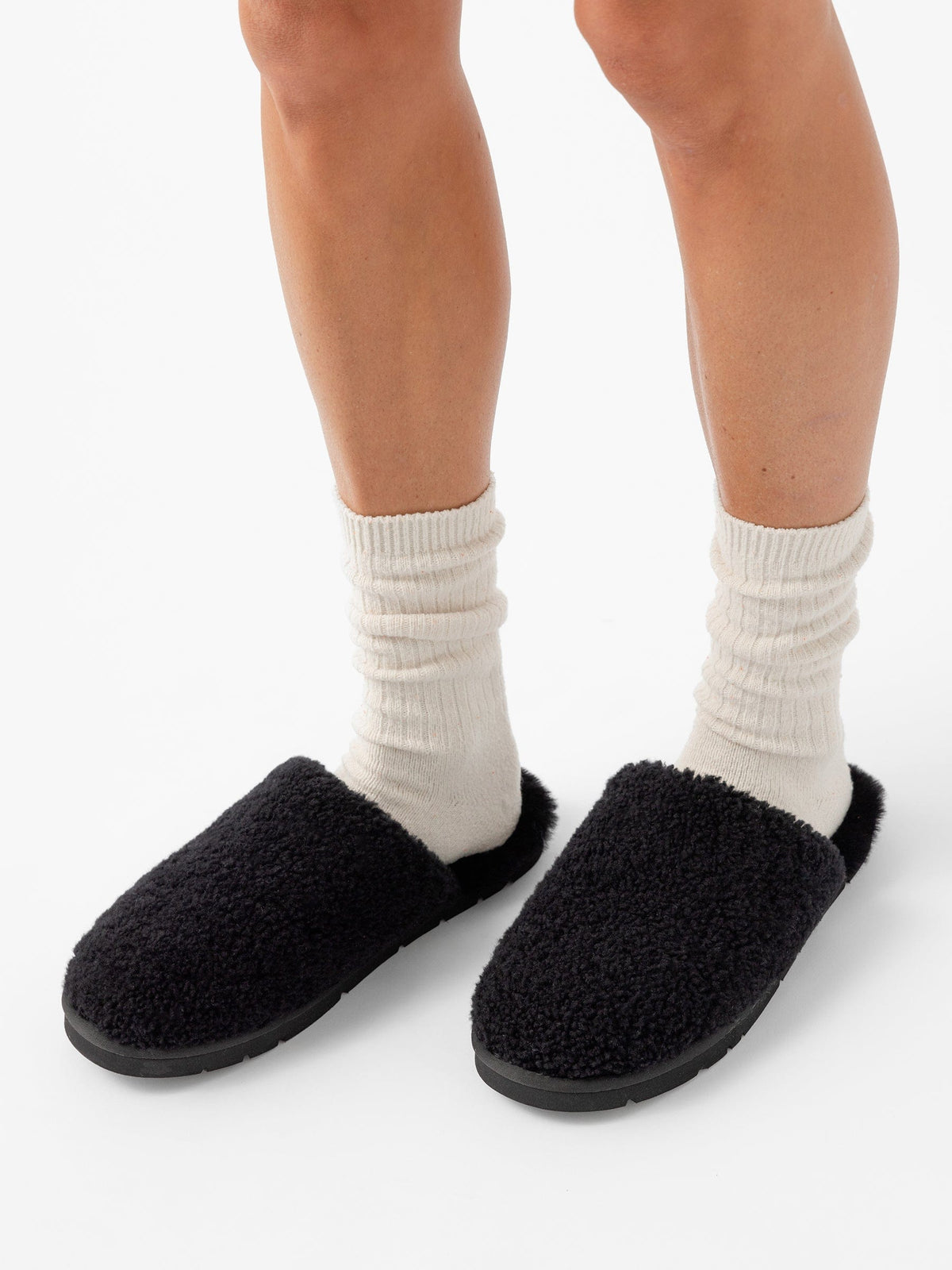 Puffy Sheep Slipper in Espresso - front view on white background