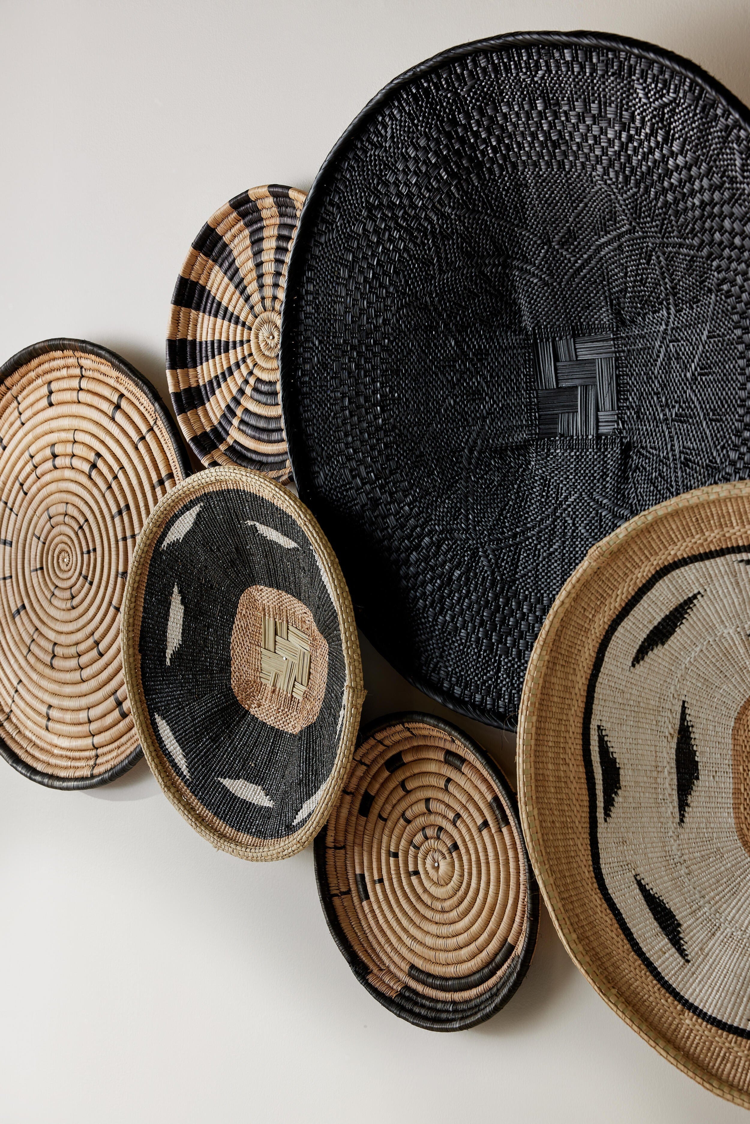 Hand-Painted Black Binga Flat Basket