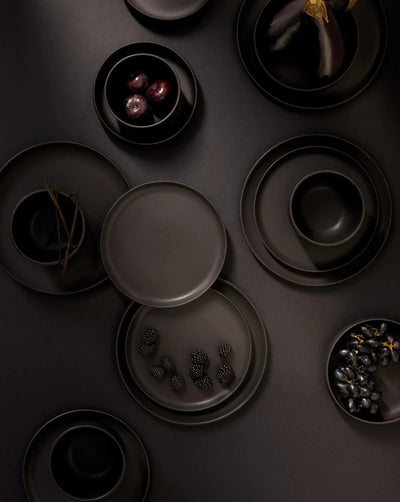 Japandi Tableware Side Plate - Matte Black, Set of 4