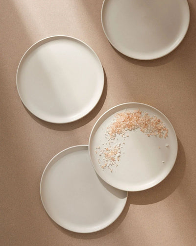 Japandi Tableware 12pc Dinnerware set - Dinner Plate, Side Plate + Bowl - Matte White