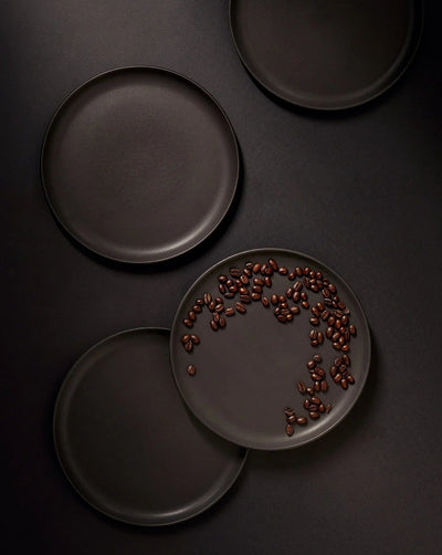 Japandi Tableware Dinner Plate - Matte Black, Set of 4