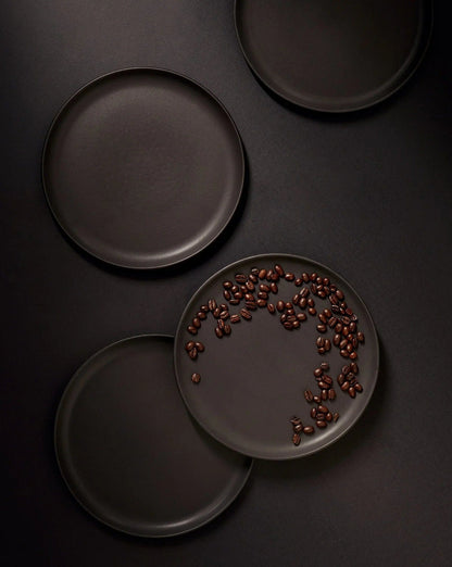 Japandi Tableware Dinner Plate - Matte Black, Set of 4