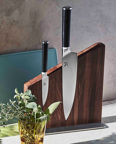 Magnetic knife stand with Japanese stainless steel kitchen knives