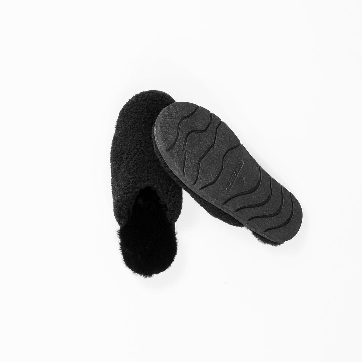 Puffy Sheep Slipper in Espresso - worn on foot